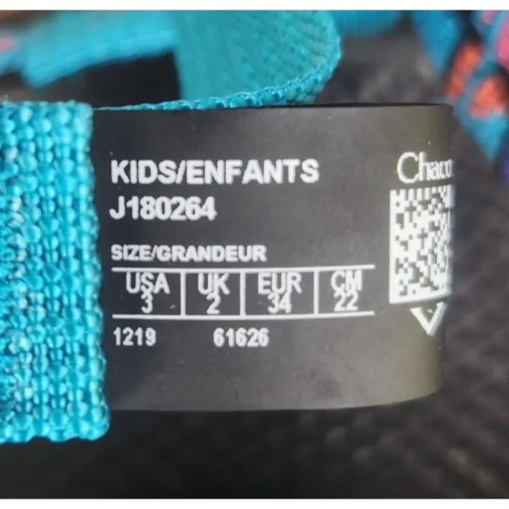 Chaco ZX/1 Ecotread Kids Sz 3 M Break Teal Hiking Beach Strappy Sandals J180264